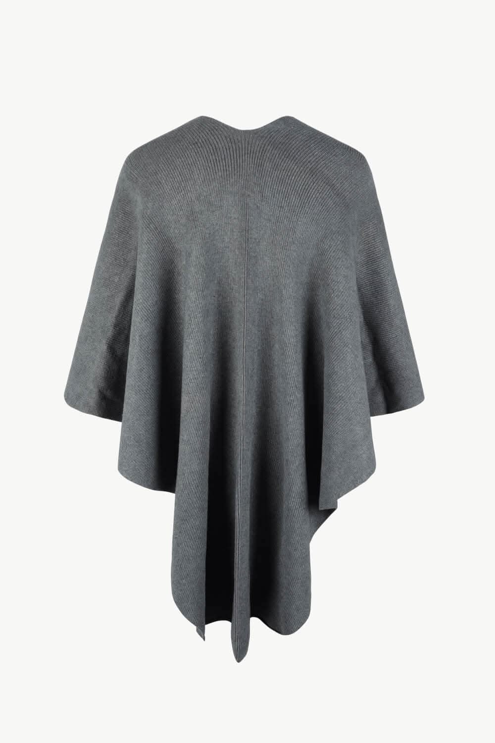 Chic poncho with pom-pom trim - Love Salve